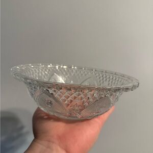 KIG Indonesia clear glass candy bowl 6 3/4" VGC